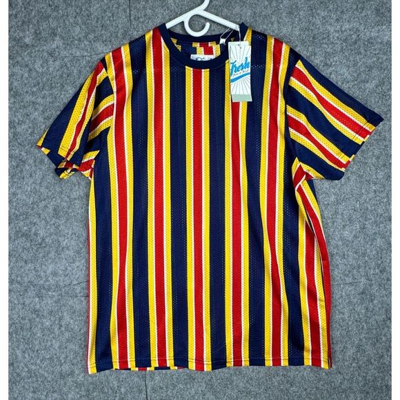 Fresh Print of Bel Air Shirt Men's Large Jersey Mesh Striped Short Sleeve NWT - Picture 1 of 7